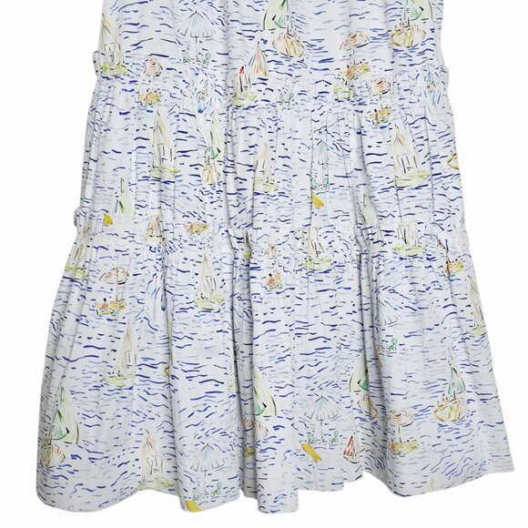 Hunter Bell Merritt Regatta Tiered Mini Dress Nautical Boat Print Size S - Picture 6 of 11